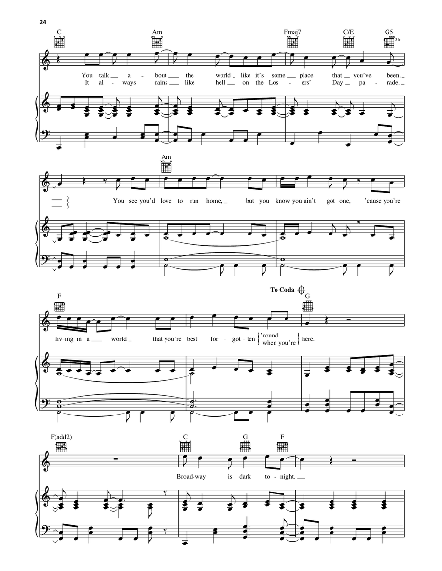 Broadway by The Goo Goo Dolls Piano, Vocal, Guitar - Digital Sheet Music page 4