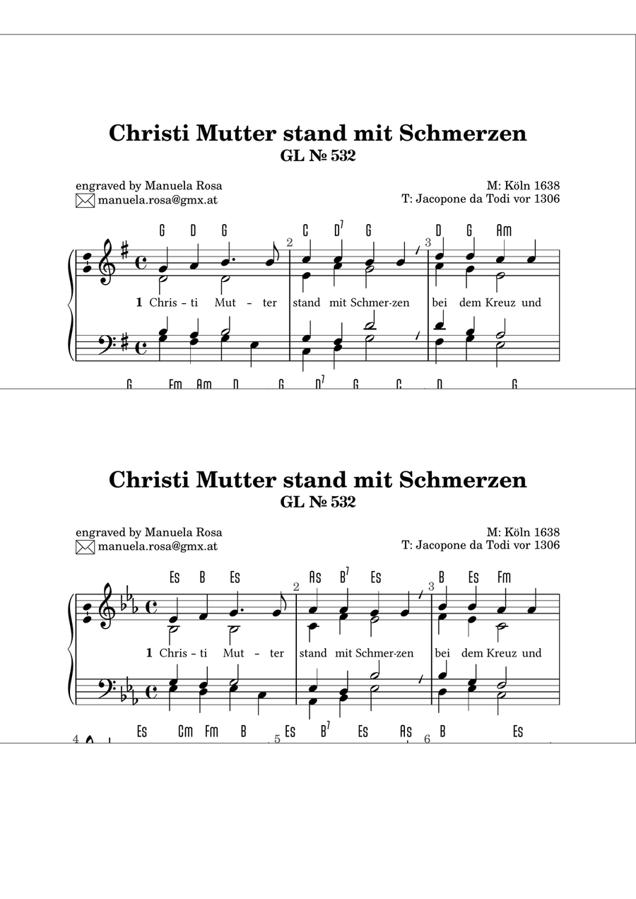 Christi Mutter stand mit Schmerzen (Gotteslob 532) Piano Solo scores gallery preview page 2