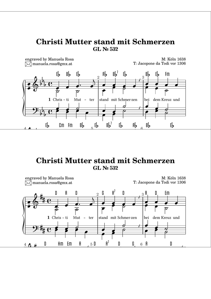 Christi Mutter stand mit Schmerzen (Gotteslob 532) Piano Solo scores gallery preview page 3
