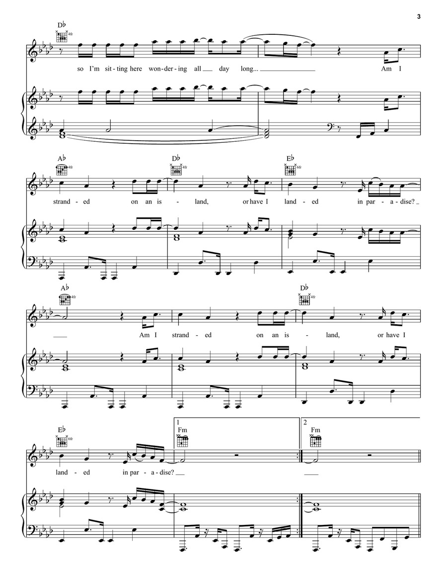 Island Island Piano, Vocal, Guitar scores gallery preview page 3