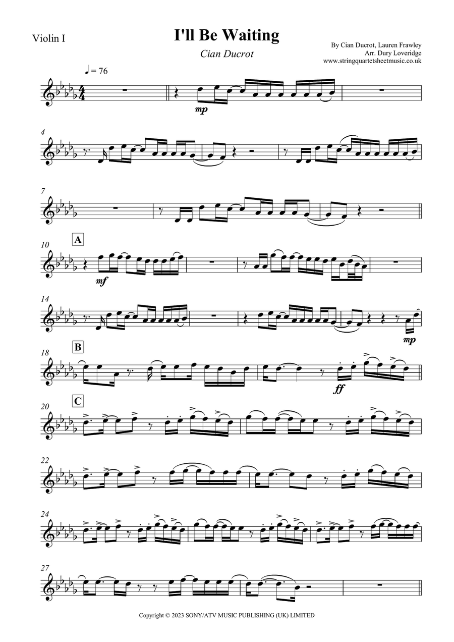 I'll Be Waiting I'll Be Waiting String Quartet scores gallery preview page 4