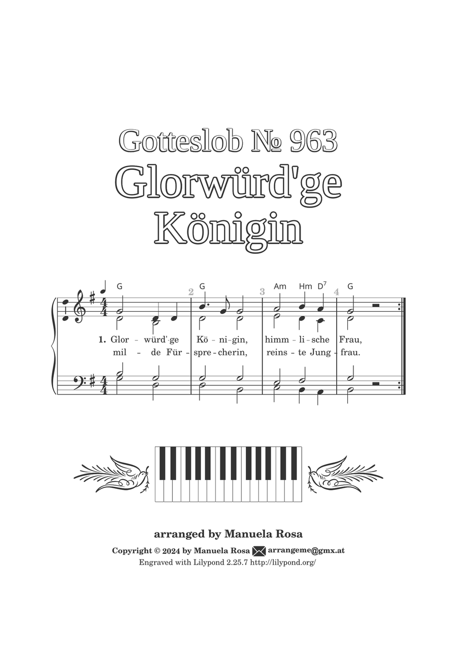 Glorwürd'ge Königin (Gotteslob 963) Piano Method scores gallery preview page 2