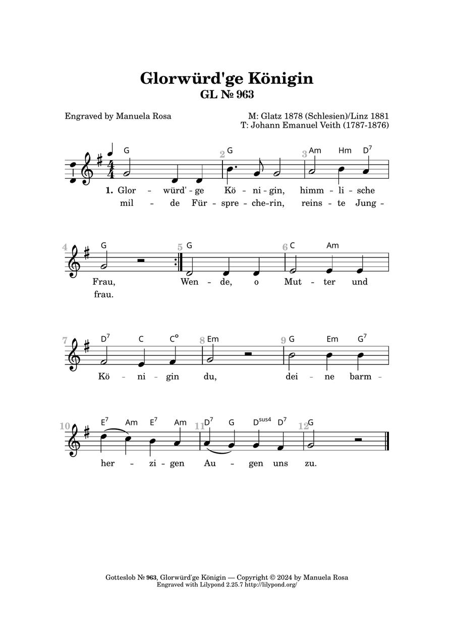 Glorwürd'ge Königin (Gotteslob 963) Piano Method scores gallery preview page 3