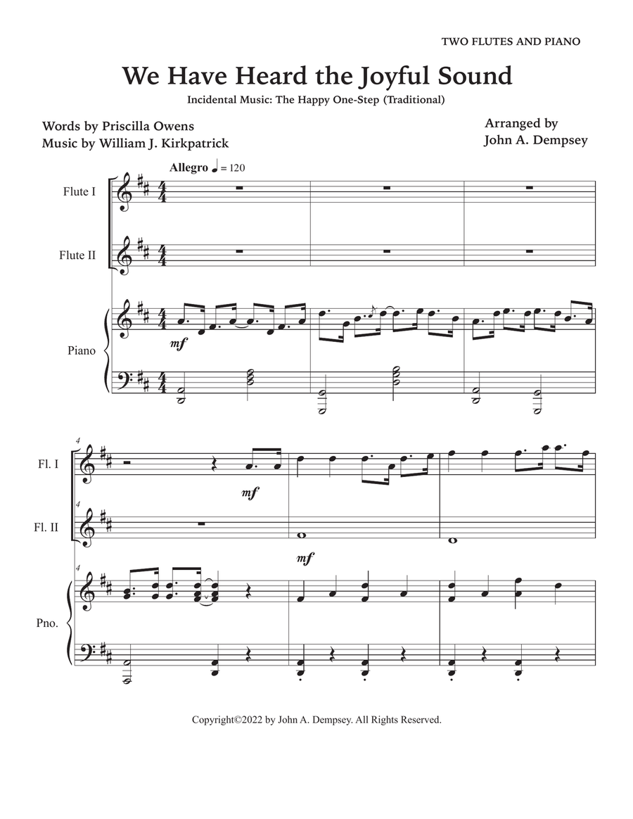 We Have Heard the Joyful Sound (Jesus Saves): Trio for Two Flutes and Piano Woodwind Duet scores gallery preview page 5