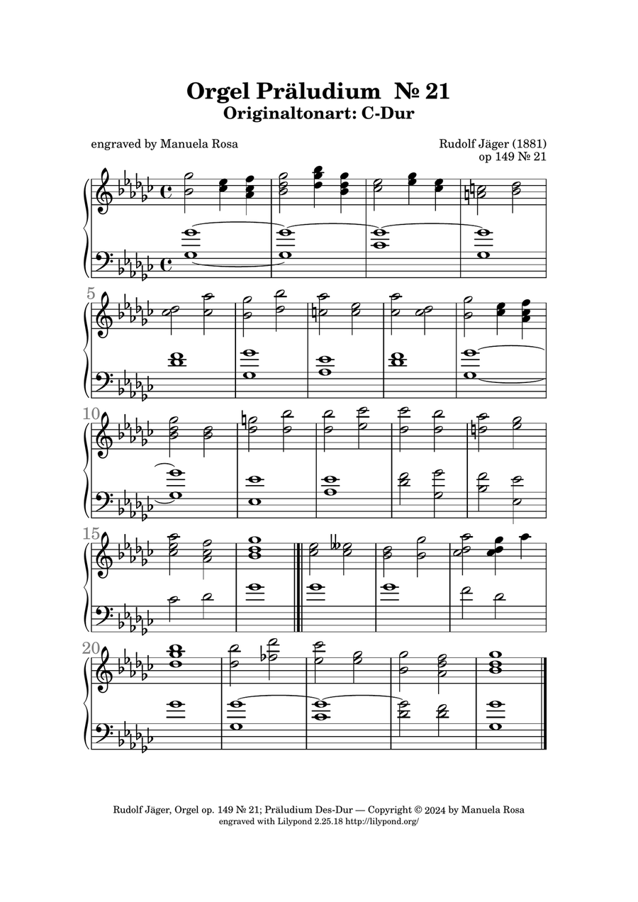 Orgel Präludium op 149 Nr. 21 C-Dur (Rudolf Jäger) Banjo scores gallery preview page 3