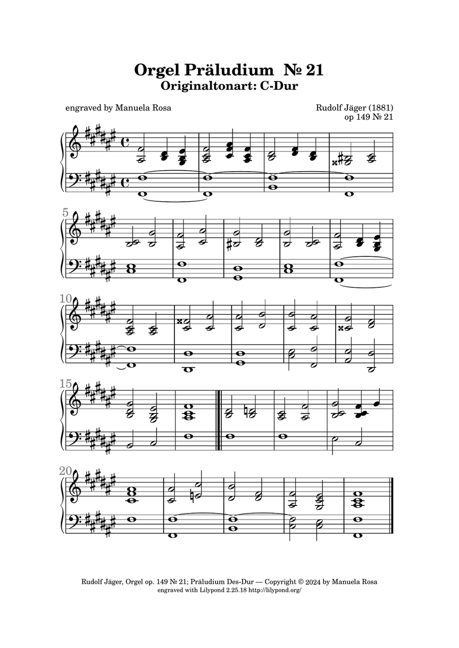 Orgel Präludium op 149 Nr. 21 C-Dur (Rudolf Jäger) Banjo scores gallery preview page 6