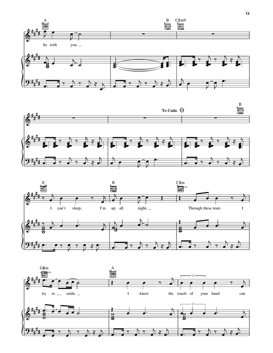 Be With You Piano, Vocal, Guitar scores gallery preview page 4