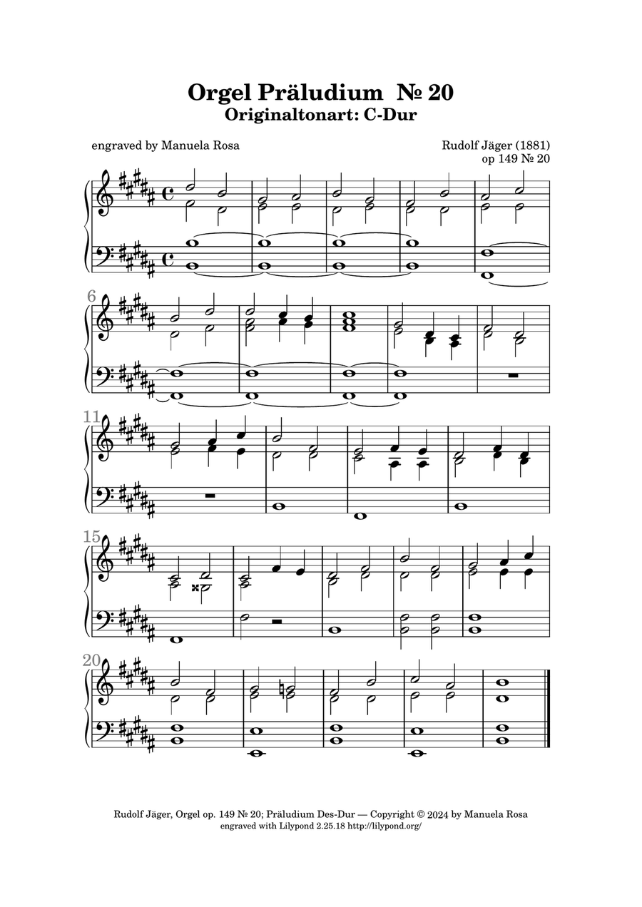 Orgel Präludium Nr. 20 op. 149 C-Dur (Rudolf Jäger) Banjo scores gallery preview page 2