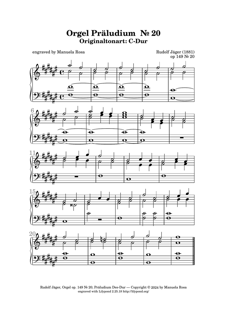 Orgel Präludium Nr. 20 op. 149 C-Dur (Rudolf Jäger) Banjo scores gallery preview page 3