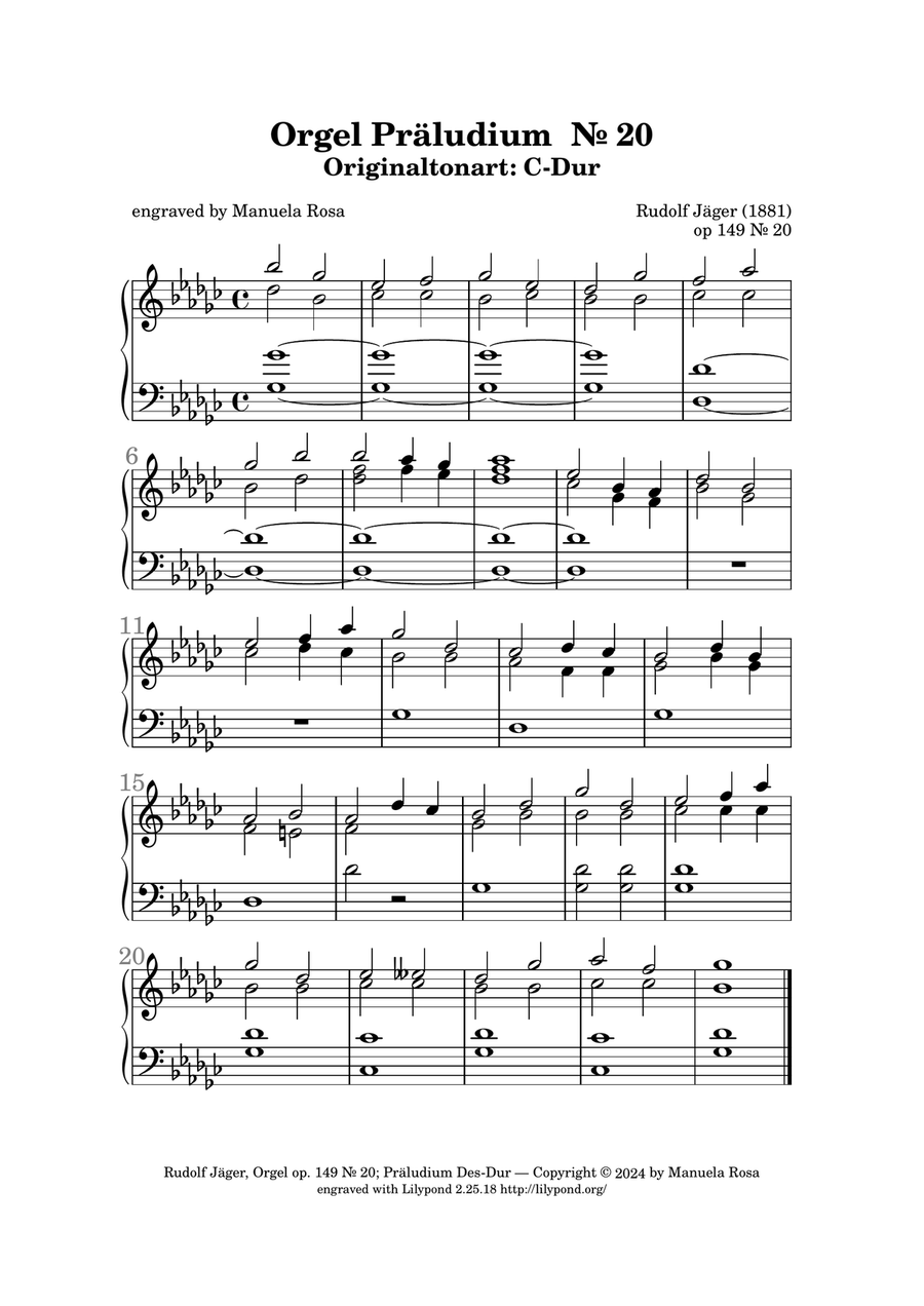 Orgel Präludium Nr. 20 op. 149 C-Dur (Rudolf Jäger) Banjo scores gallery preview page 4