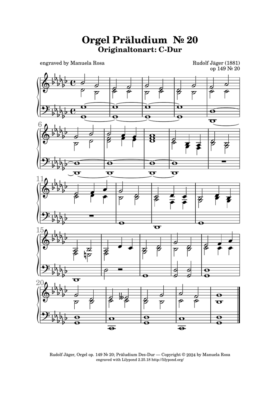 Orgel Präludium Nr. 20 op. 149 C-Dur (Rudolf Jäger) Banjo scores gallery preview page 5
