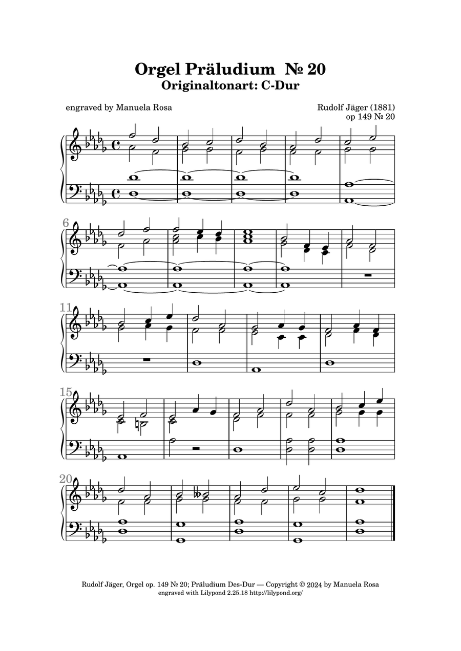 Orgel Präludium Nr. 20 op. 149 C-Dur (Rudolf Jäger) Banjo scores gallery preview page 6