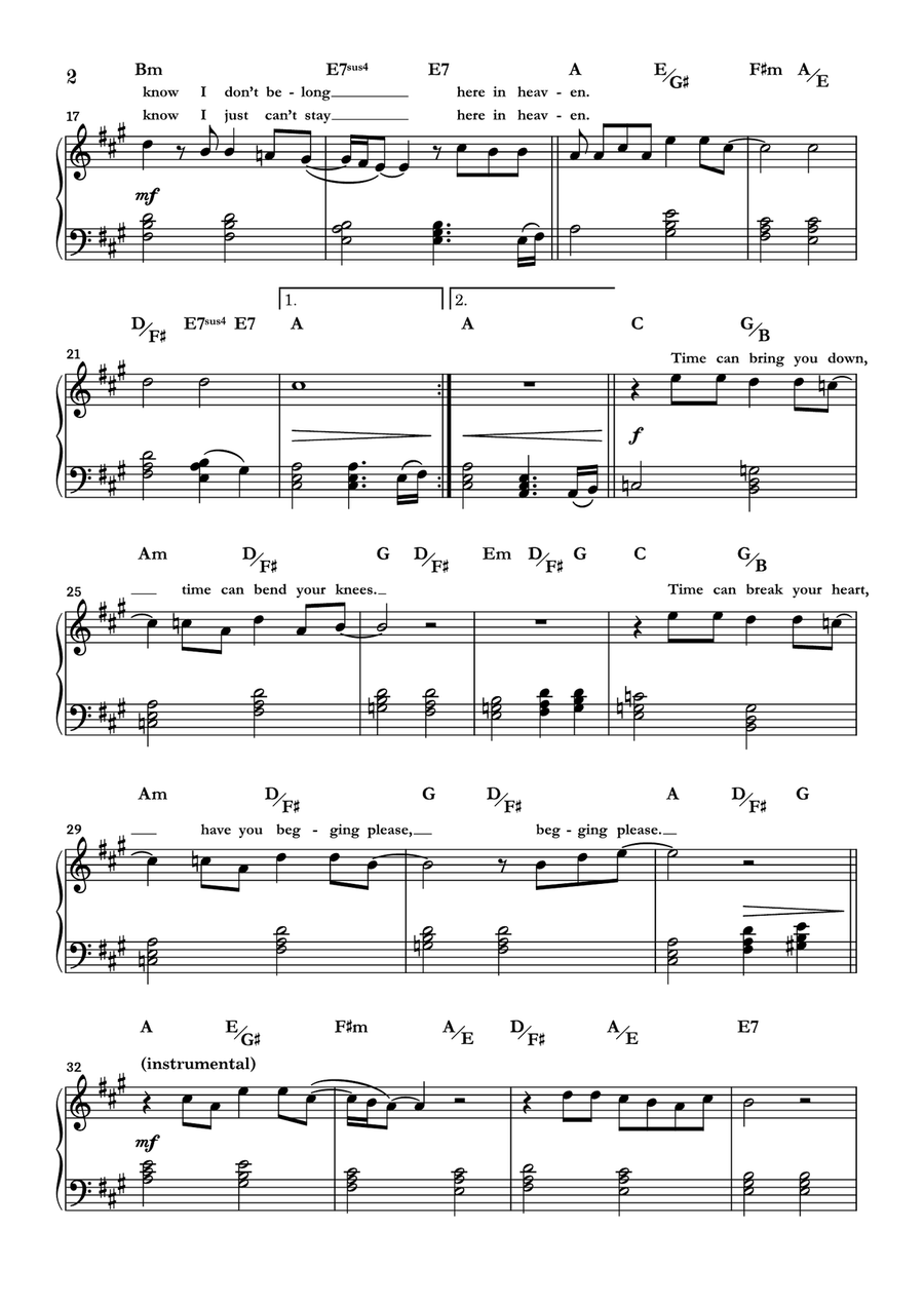 Tears In Heaven Easy Piano scores gallery preview page 2