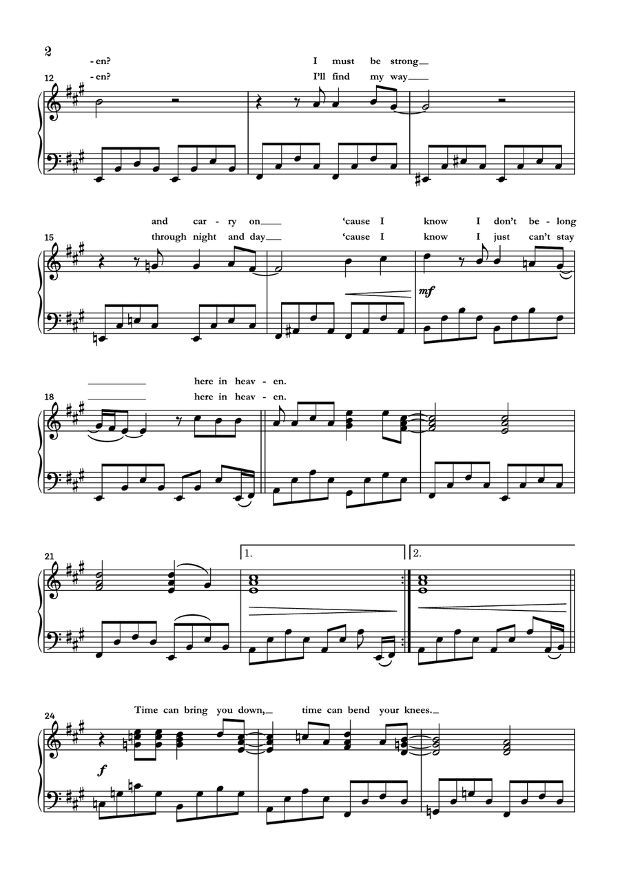 Tears In Heaven Piano Solo scores gallery preview page 2