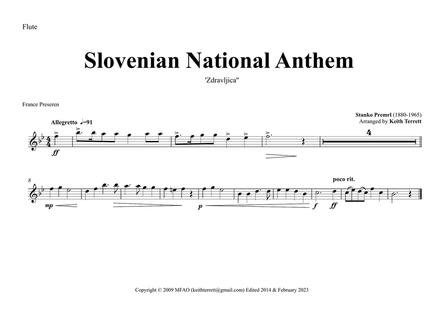 Slovenian National Anthem for Symphony Orchestra Full Orchestra scores gallery preview page 5