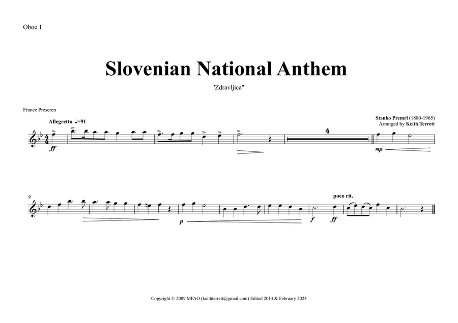 Slovenian National Anthem for Symphony Orchestra Full Orchestra scores gallery preview page 6