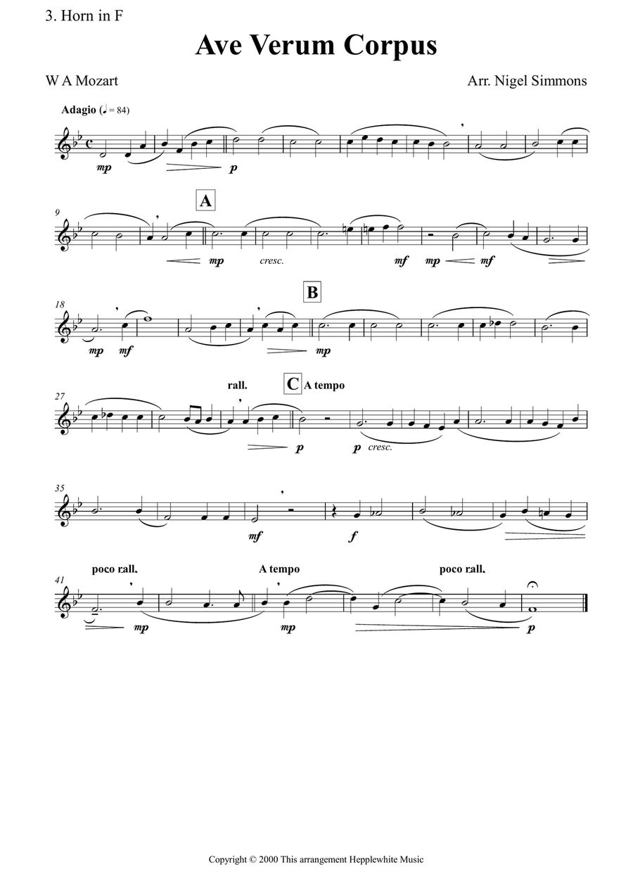 Ave Verum Corpus Ave Verum Corpus Brass Quintet scores gallery preview page 5