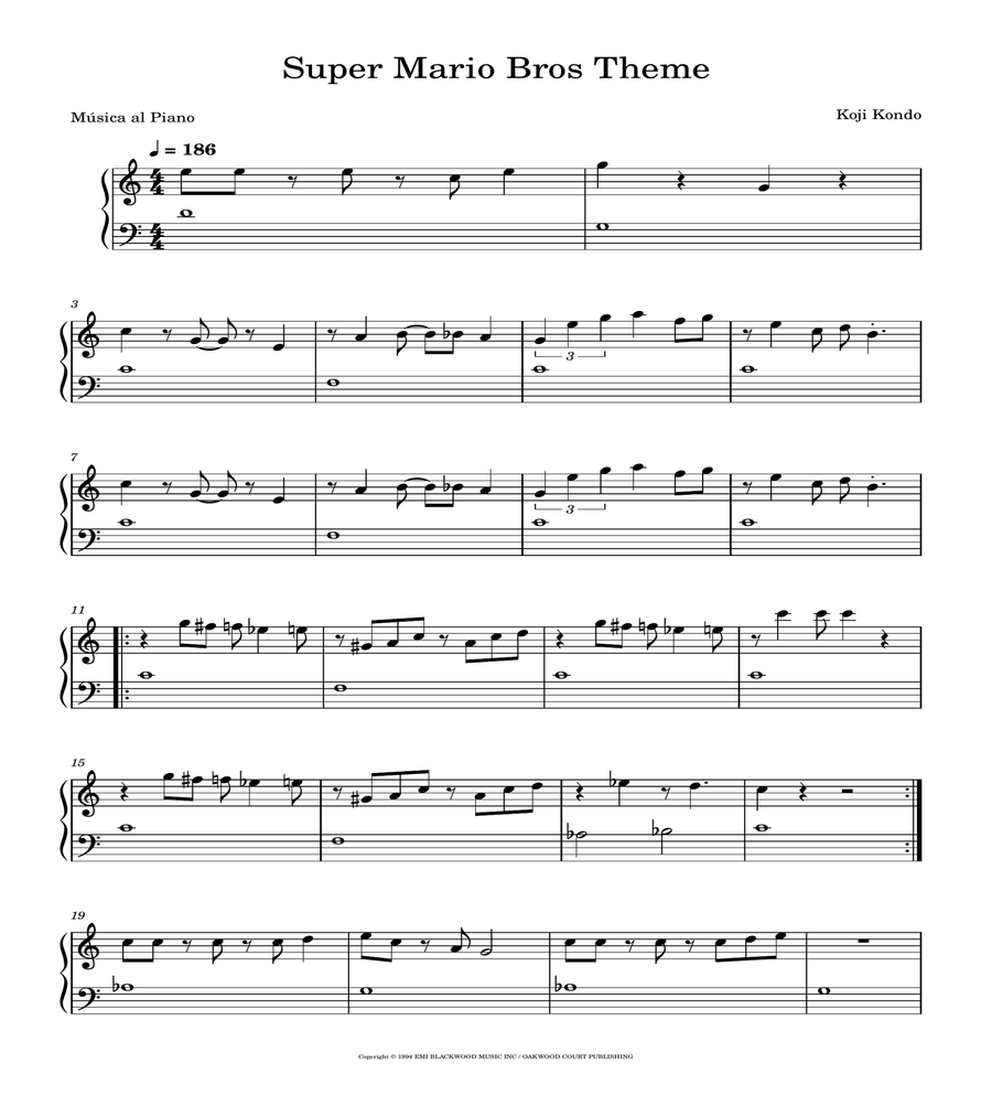 Super Mario Bros Theme Easy Piano scores gallery preview page 1