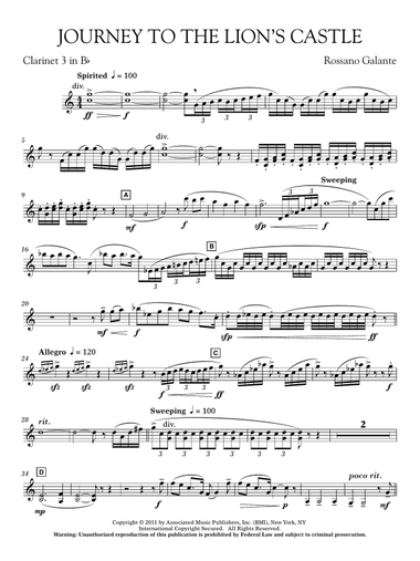 Journey to the Lion's Castle - Bb Clarinet 3