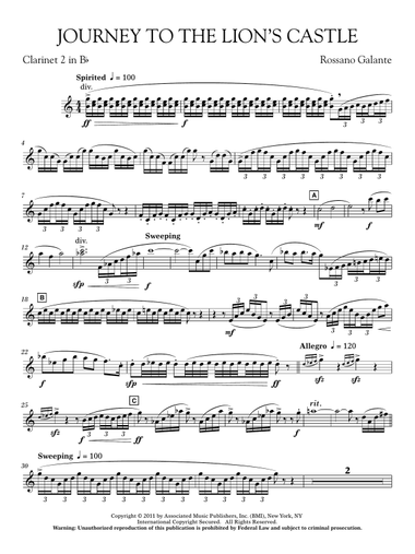 Journey to the Lion's Castle - Bb Clarinet 2