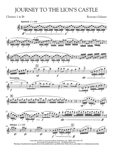 Journey to the Lion's Castle - Bb Clarinet 1