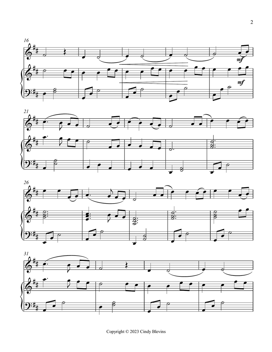 Infant Holy, Piano and Tin Whistle (D) Piano scores gallery preview page 4