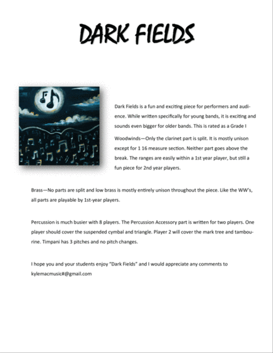 Dark Fields Concert Band scores gallery preview page 3