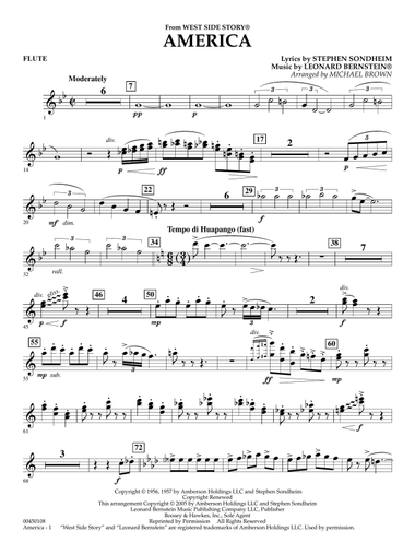 America (from West Side Story) (arr. Michael Brown) - Flute