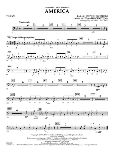 America (from West Side Story) (arr. Michael Brown) - Timpani