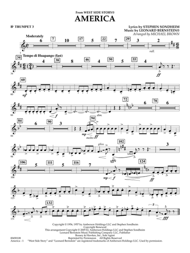 America (from West Side Story) (arr. Michael Brown) - Bb Trumpet 3