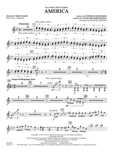 America (from West Side Story) (arr. Michael Brown) - Mallet Percussion