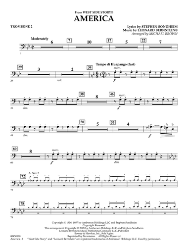 America (from West Side Story) (arr. Michael Brown) - Trombone 2