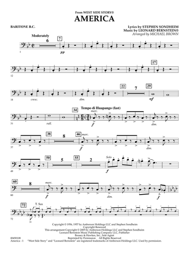 America (from West Side Story) (arr. Michael Brown) - Baritone B.C.