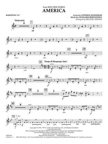 America (from West Side Story) (arr. Michael Brown) - Baritone T.C.