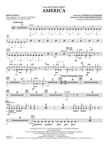 America (from West Side Story) (arr. Michael Brown) - Percussion 2