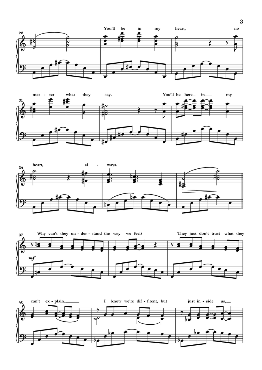 You'll Be In My Heart Piano Solo scores gallery preview page 3