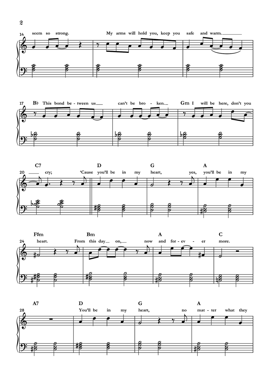 You'll Be In My Heart Easy Piano scores gallery preview page 2