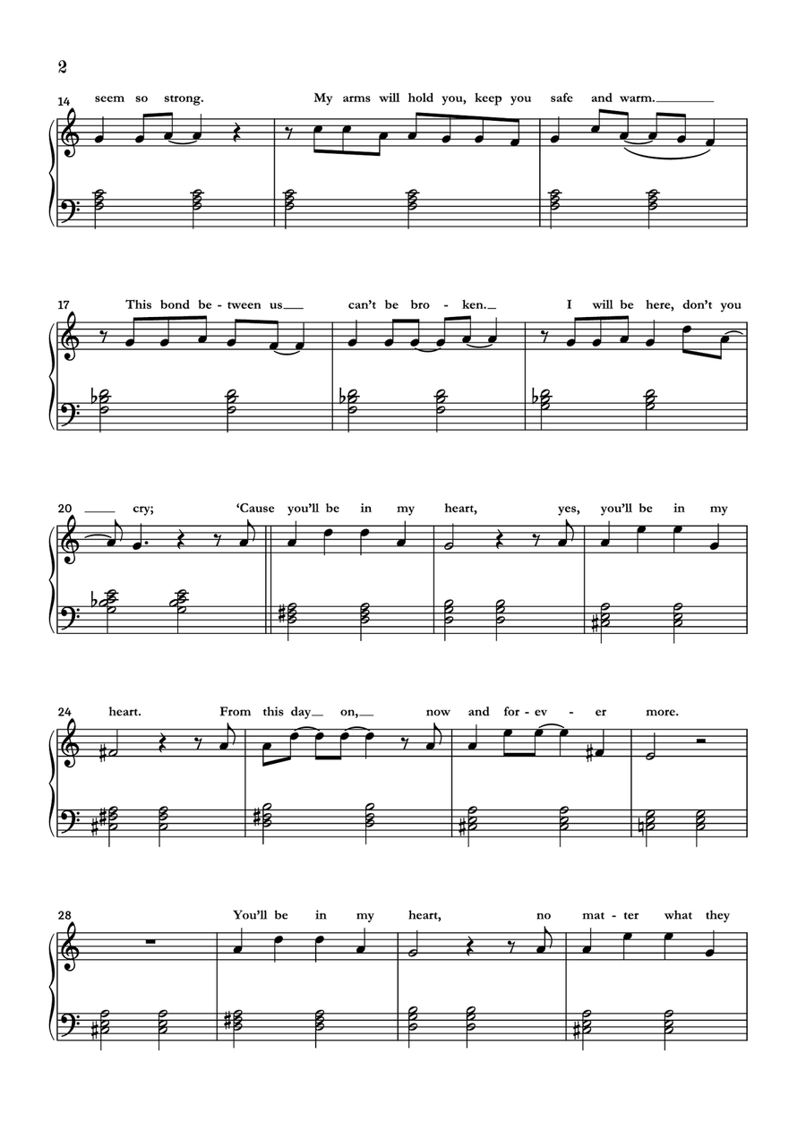 You'll Be In My Heart Easy Piano scores gallery preview page 2