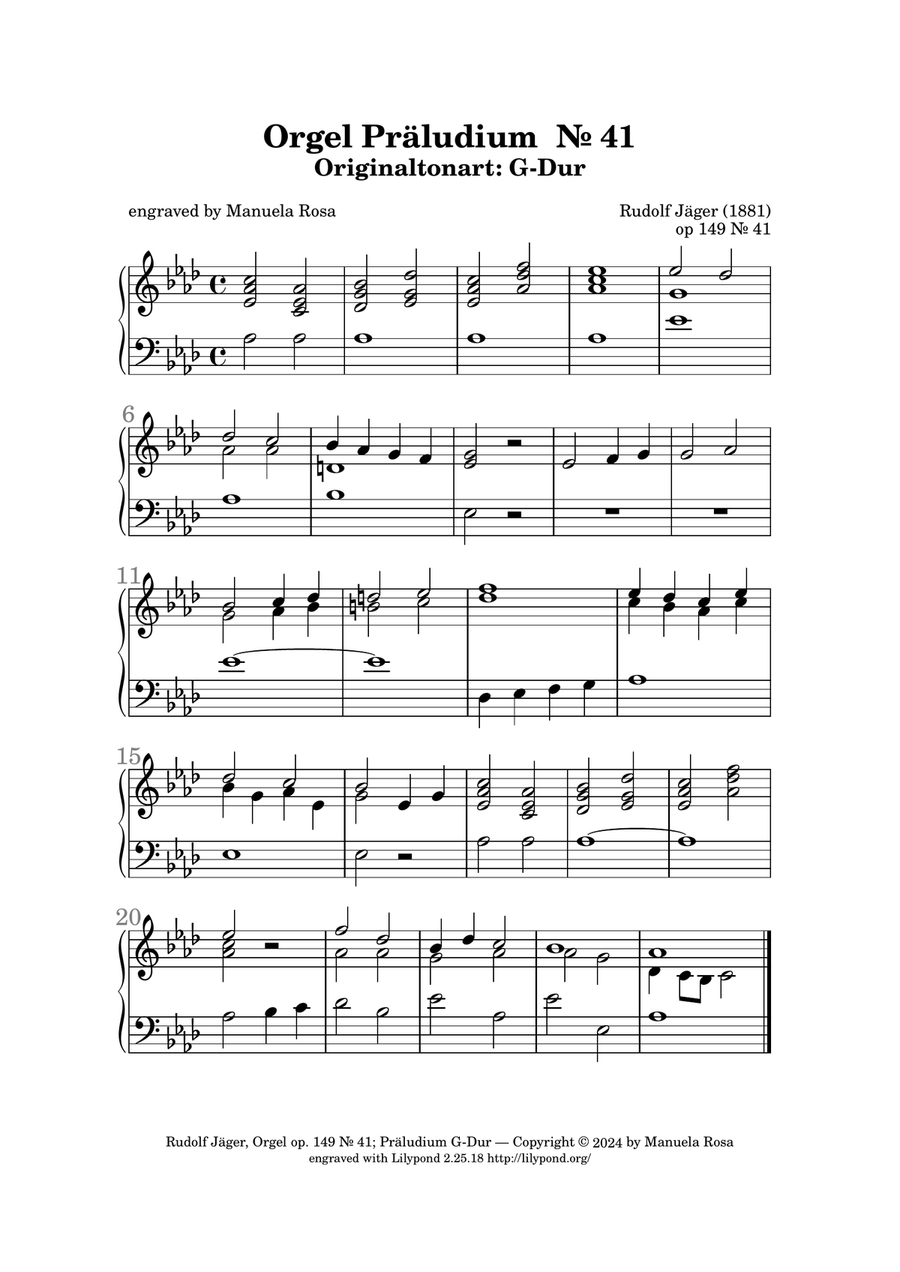 Orgel Präludium op. 149 Nr. 41 G-Dur (Rudolf Jäger) Banjo scores gallery preview page 4