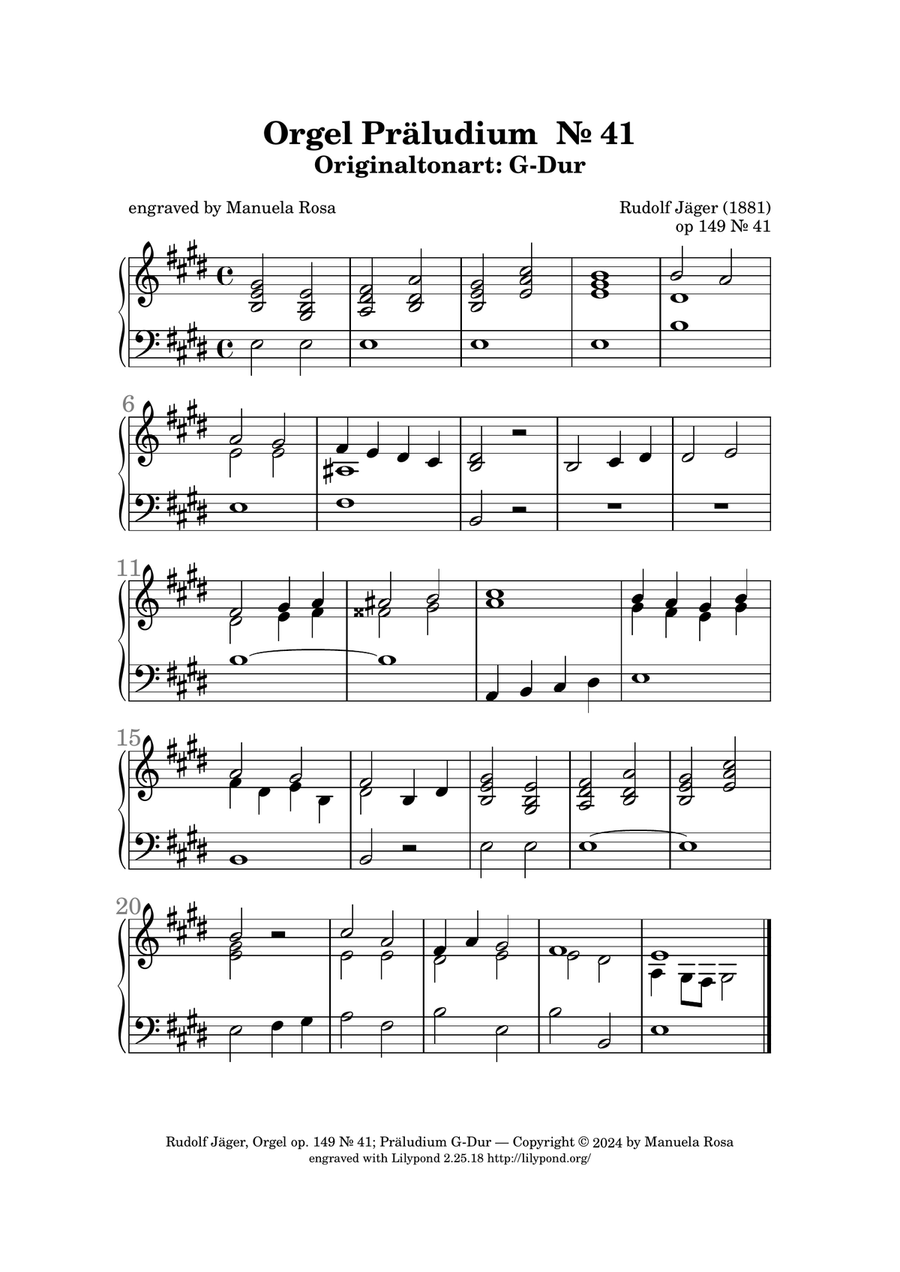 Orgel Präludium op. 149 Nr. 41 G-Dur (Rudolf Jäger) Banjo scores gallery preview page 6