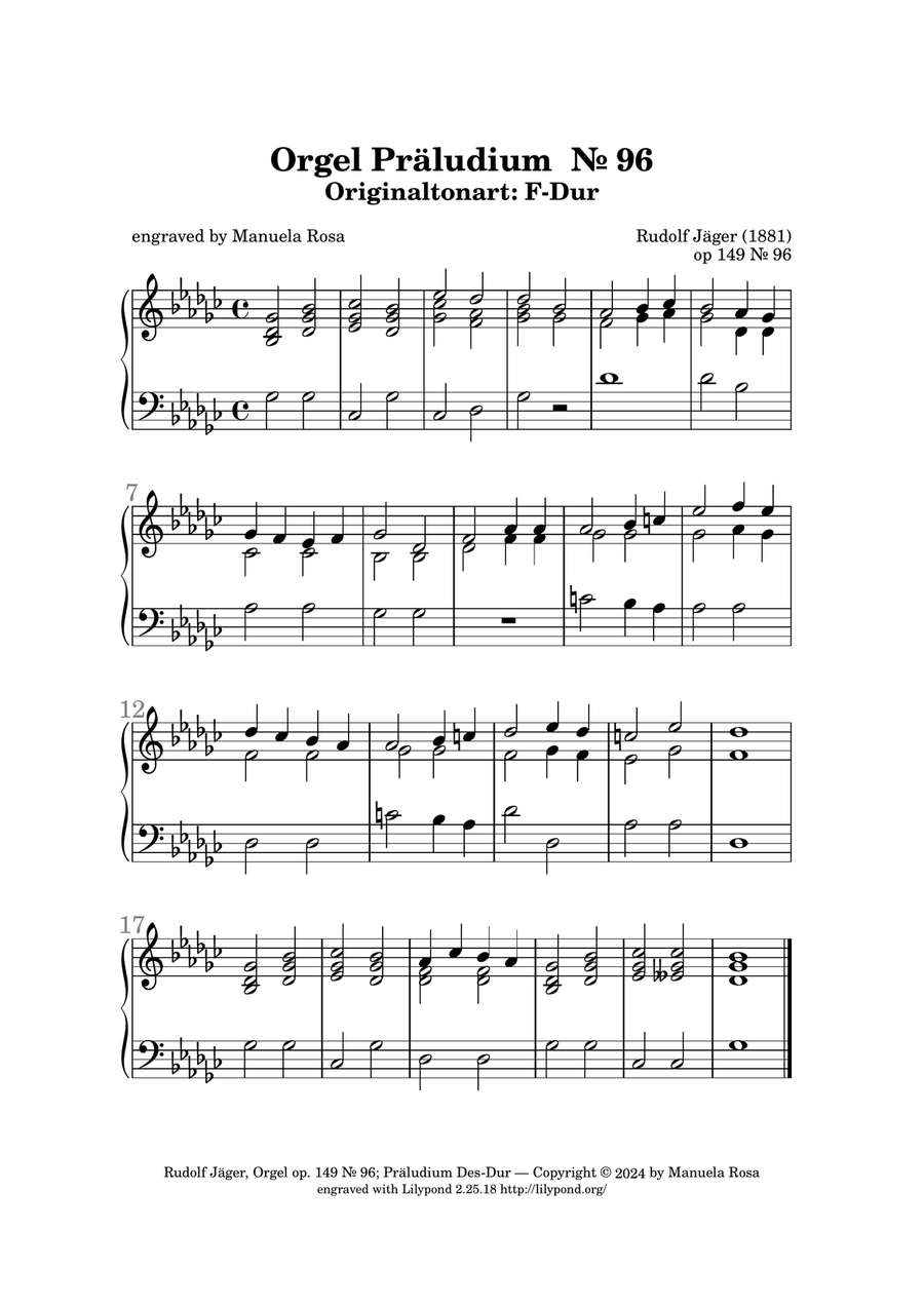Orgel Präludium Nr. 96 op. 149 F-Dur (Rudolf Jäger) Banjo scores gallery preview page 2