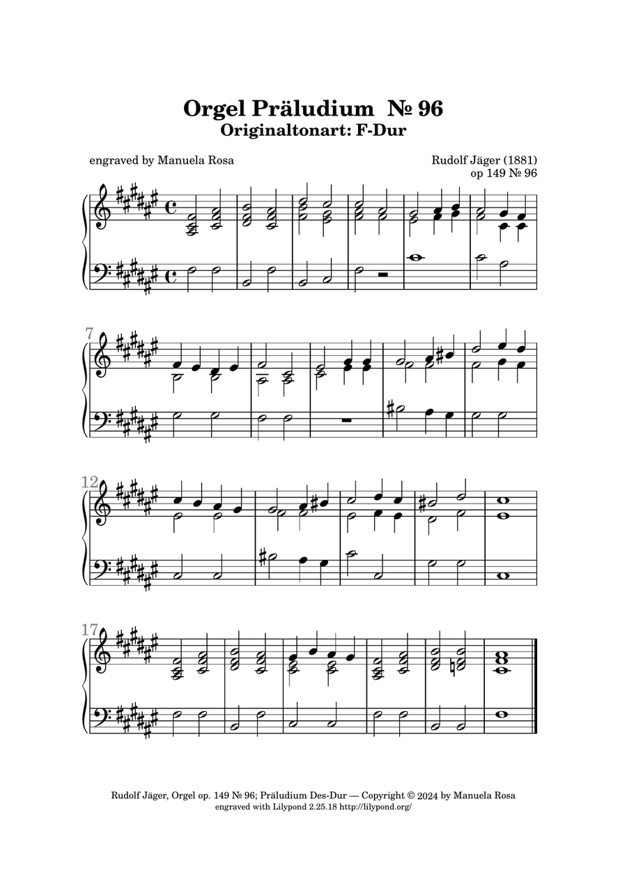 Orgel Präludium Nr. 96 op. 149 F-Dur (Rudolf Jäger) Banjo scores gallery preview page 3