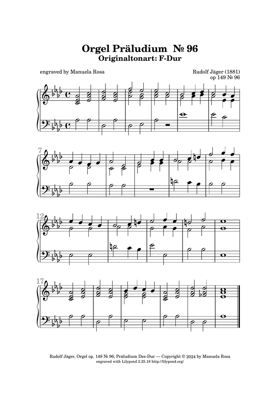 Orgel Präludium Nr. 96 op. 149 F-Dur (Rudolf Jäger) Banjo scores gallery preview page 4