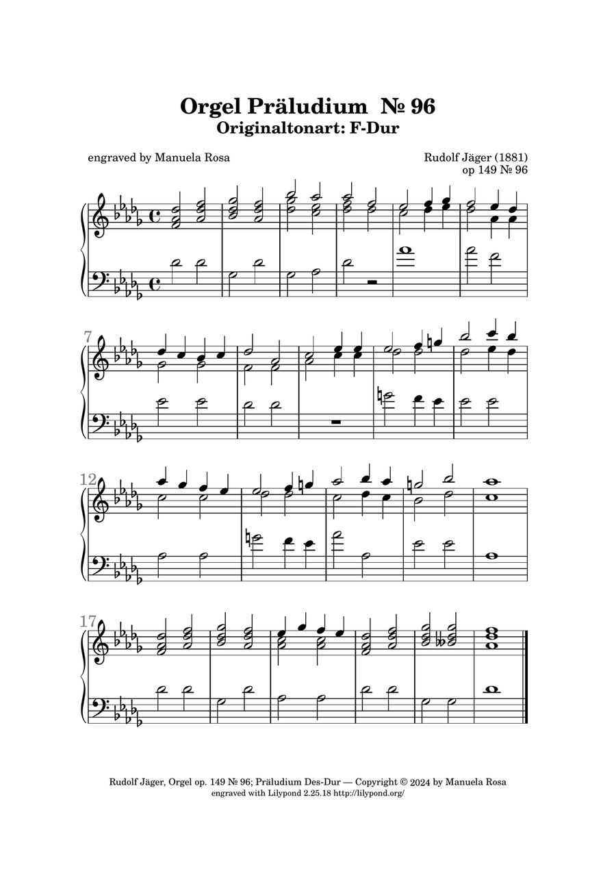Orgel Präludium Nr. 96 op. 149 F-Dur (Rudolf Jäger) Banjo scores gallery preview page 5