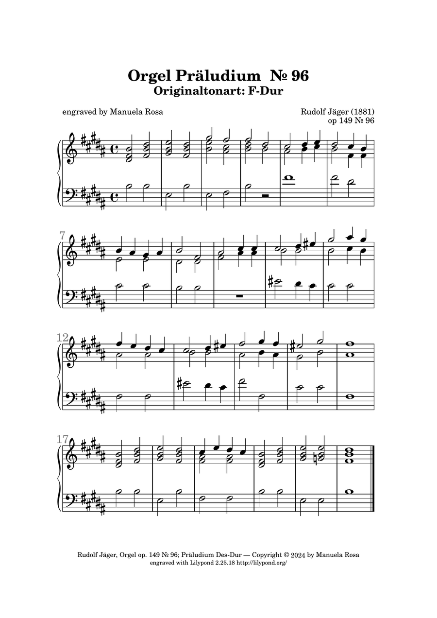 Orgel Präludium Nr. 96 op. 149 F-Dur (Rudolf Jäger) Banjo scores gallery preview page 6