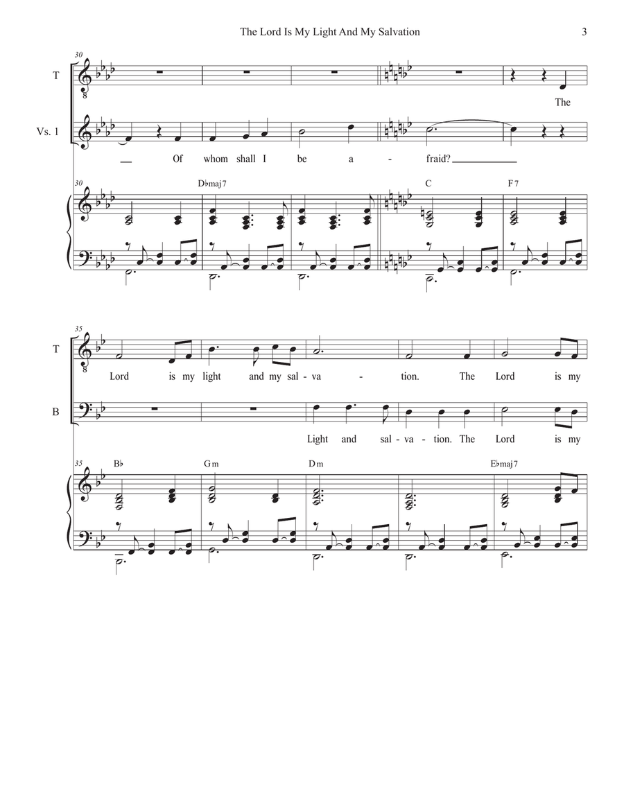The Lord Is My Light And My Salvation (Psalm 27) (Duet for Tenor and Bass solo) Tenor Voice scores gallery preview page 3