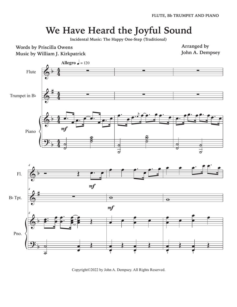 We Have Heard the Joyful Sound (Jesus Saves): Trio for Flute, Trumpet and Piano Small Ensemble scores gallery preview page 5