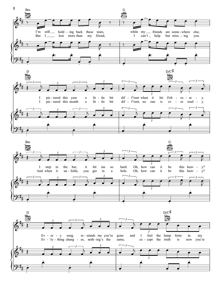 Eyes Closed Piano, Vocal, Guitar scores gallery preview page 2