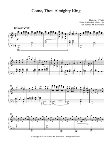 Come Thou Almighty King - Piano Solo