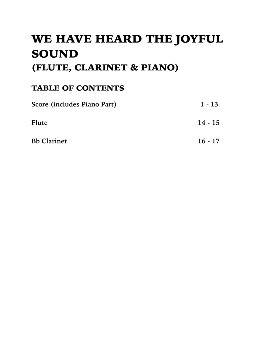 We Have Heard the Joyful Sound (Jesus Saves): Trio for Flute, Clarinet and Piano Small Ensemble scores gallery preview page 4